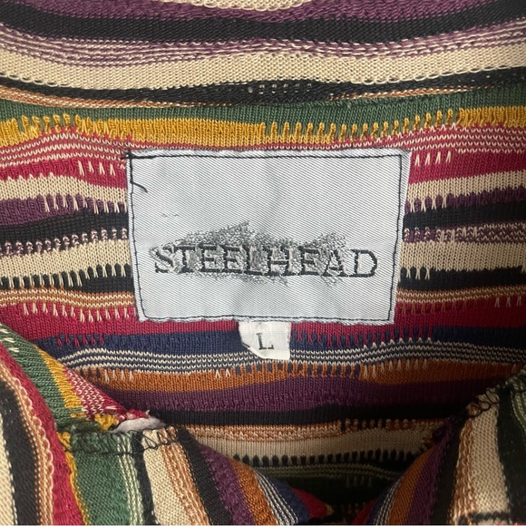 Steelhead Coogi Multi Color Stitching Long Sleeve Polo Shirt - Picture 3 of 6